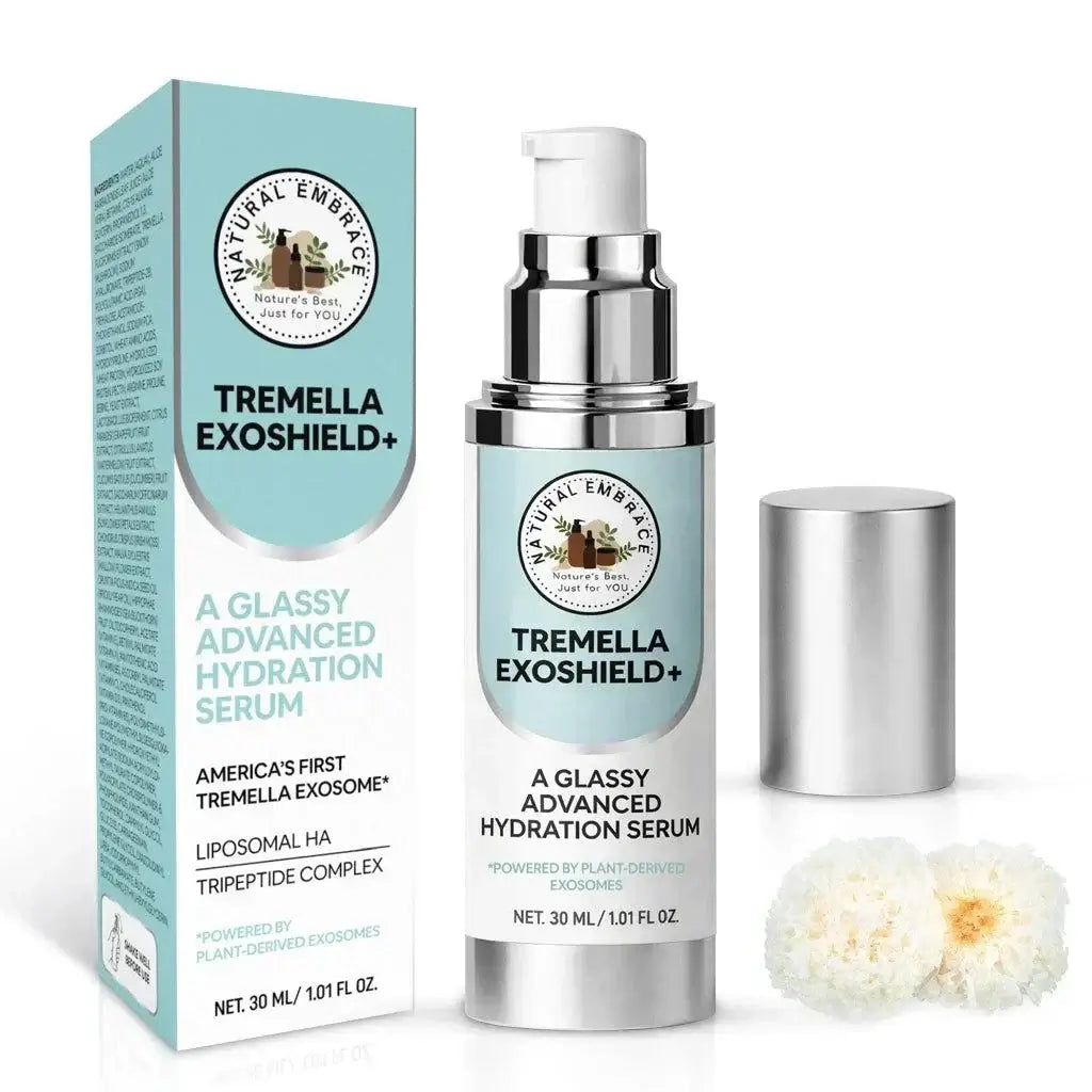 Bottle of Tremella Mushroom Hydrating Serum for long-lasting moisture and skin barrier support