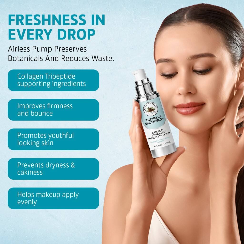 Tremella Mushroom Hydrating Serum bottle with yellow gel for lightweight hydration and glass skin glow
