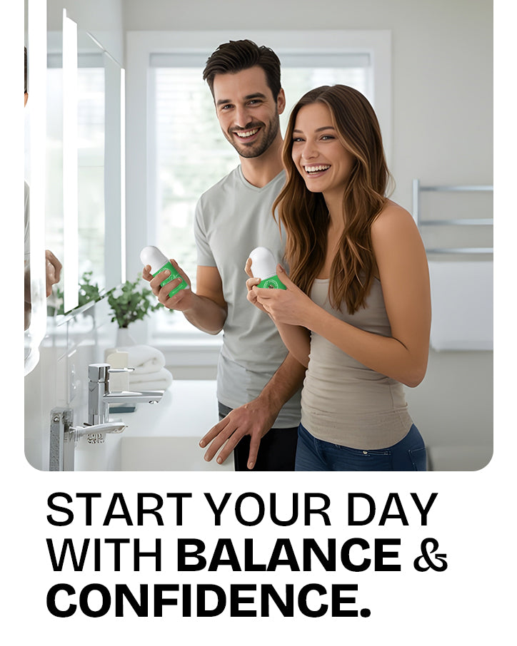 Man and woman holding bottles