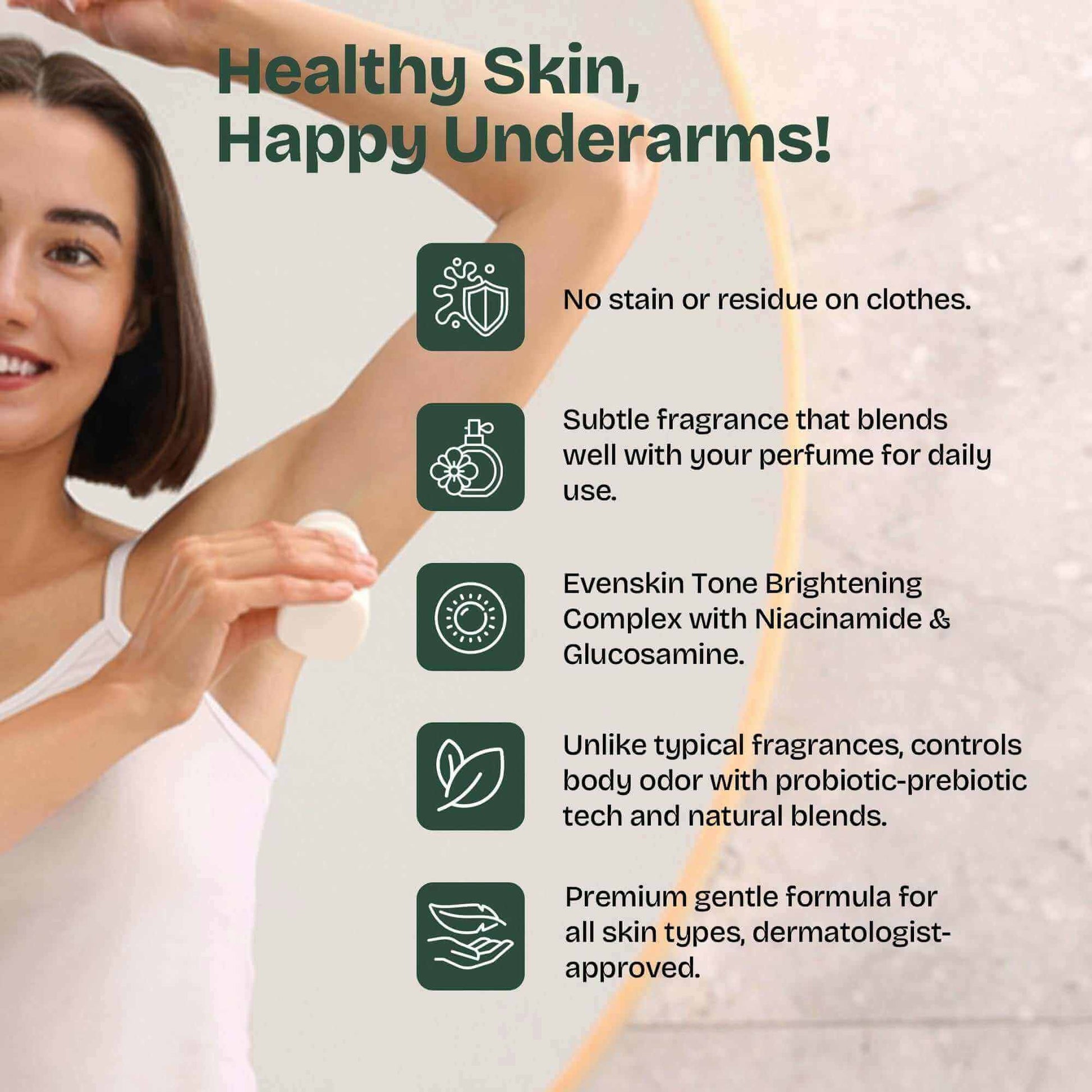Organic natural roll-on deodorant Ultraviolet Aura for women with brightening, aluminum-free formula and subtle floral musk scent