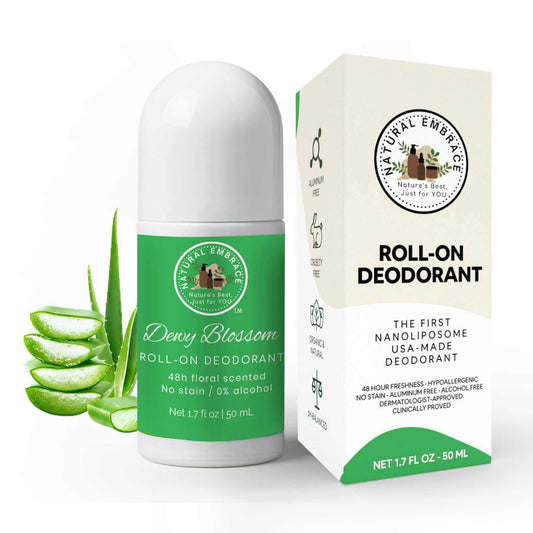 Organic natural roll-on deodorant Dewy Blossom for women with citrus and floral scent, aluminum-free and dermatologist approved