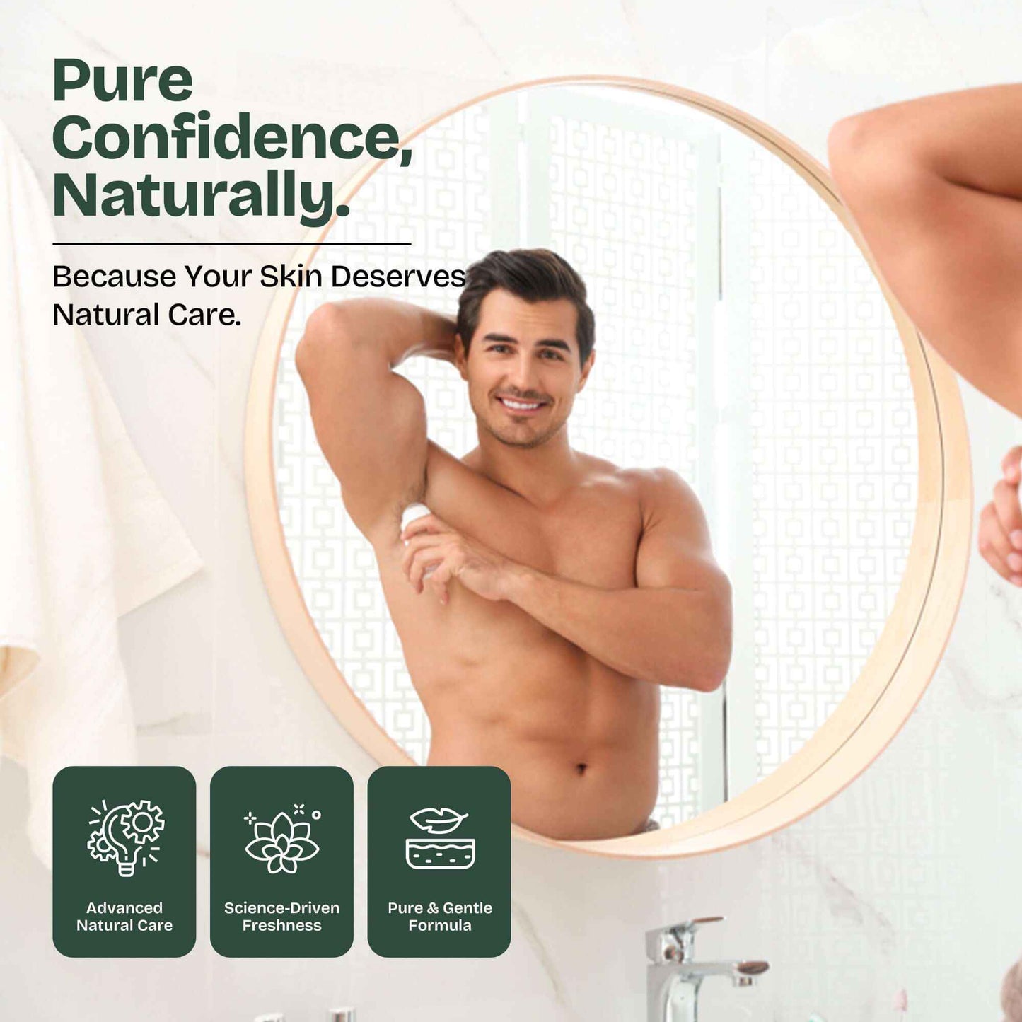 Organic Natural Roll-On Deodorant BOLD & NOBLE for men, aluminum-free, long-lasting odor control, gentle on sensitive skin